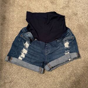 Denim Blue Women's maternity Shorts